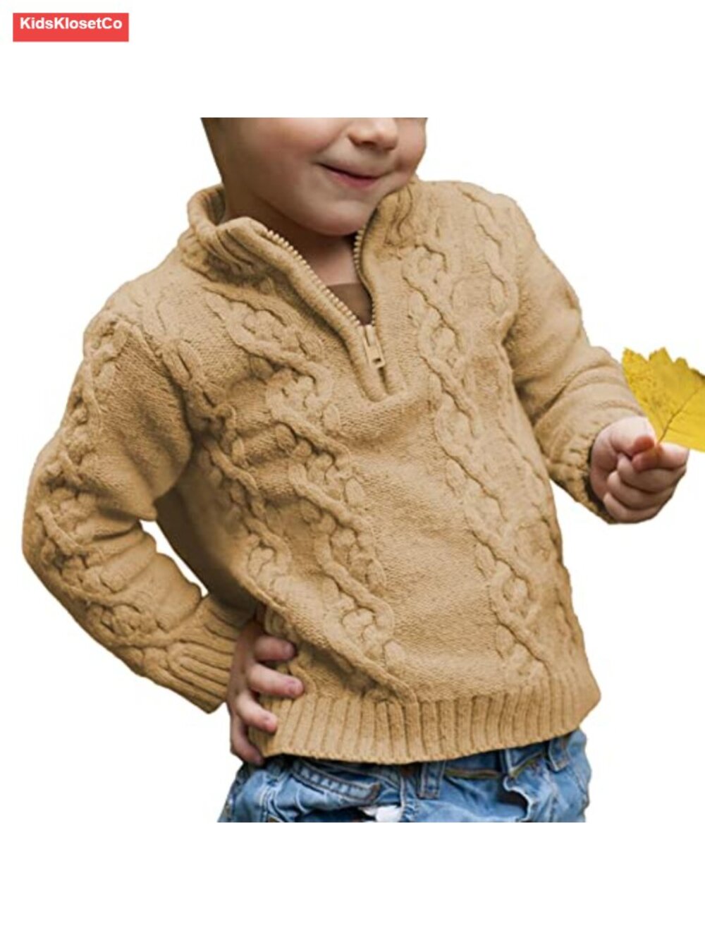Toddler Boys Cable Knit Pullover Quarter Zip Sweater Winter Knitwear